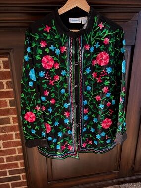 National 100% cotton embroidered jacket sz L